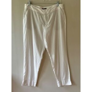 Style n Co Sz 12 Linen Blend White Cropped Ankle Pants Hand Pockets Mid Rise